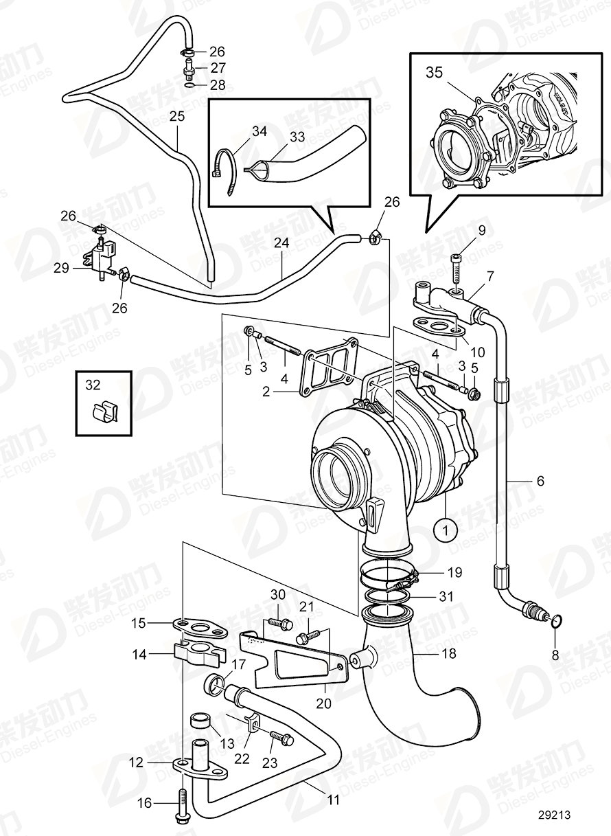 volvo penta Connecting pipe 21159129 Drawing volvo penta Connecting pipe 21159129 Drawing
